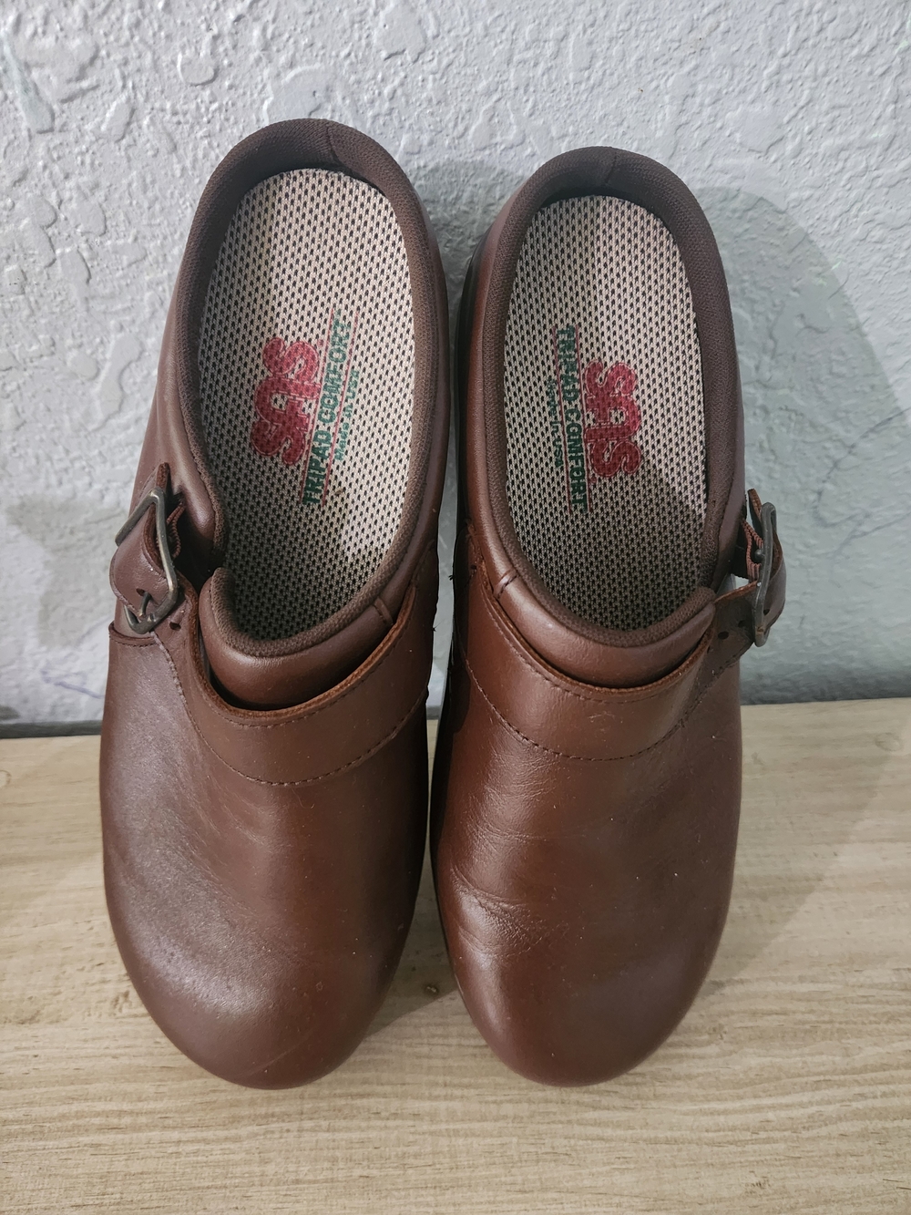 SAS Brown Leather Clogs